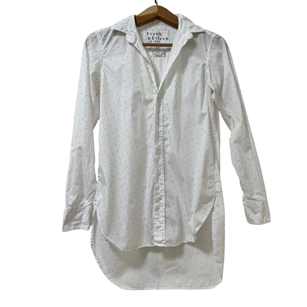 Frank & Eileen Womens Grayson Mini Hearts Button Up Shirt Size S White Valentine